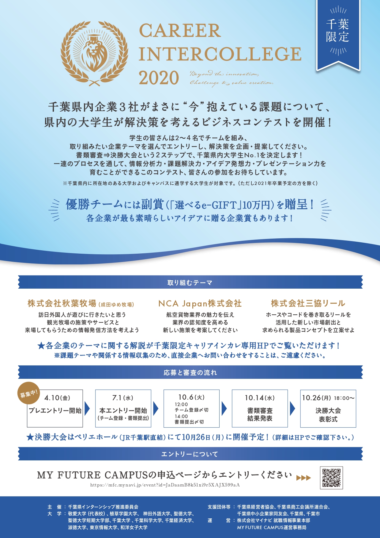 キャリアインカレ千葉2020の課題企業に選出されました 三協リール Triens